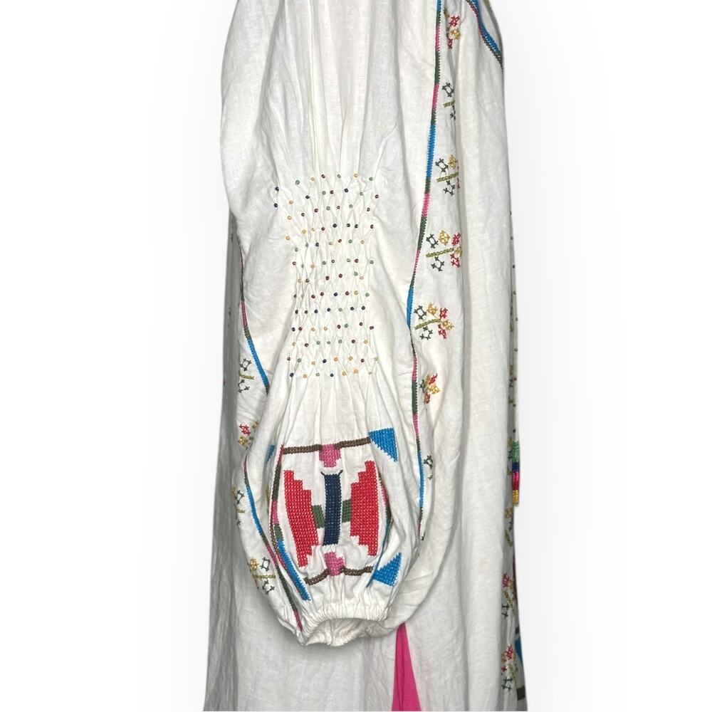 FARM RIO Macaw Embroidered Beaded Maxi Dress Caftan Tapestry Ethereal Wedding - Picture 9 of 15